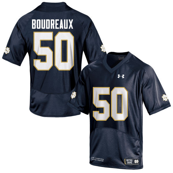 Men #50 Parker Boudreaux Notre Dame Fighting Irish College Football Jerseys-Navy Blue - Click Image to Close